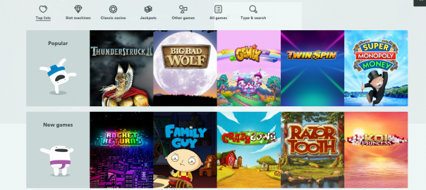 A wide game selection