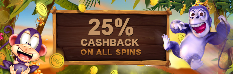 25% Cashback on all spins!